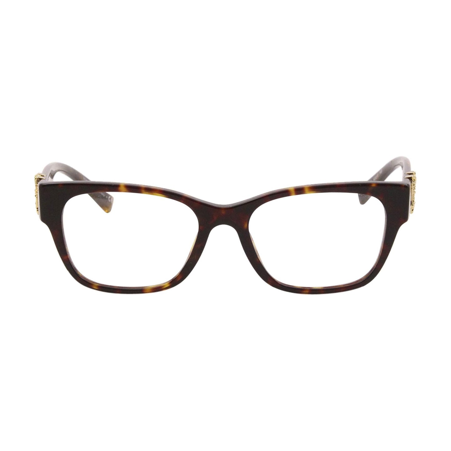 Versace 3283 108 Eyeglasses Women's Dark Havana Square Optical Frame 52mm, Havana, 52/17/140