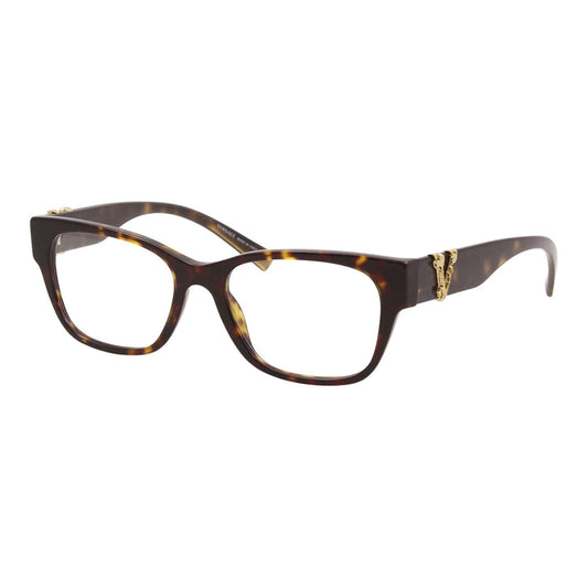 Versace 3283 108 Eyeglasses Women's Dark Havana Square Optical Frame 52mm, Havana, 52/17/140